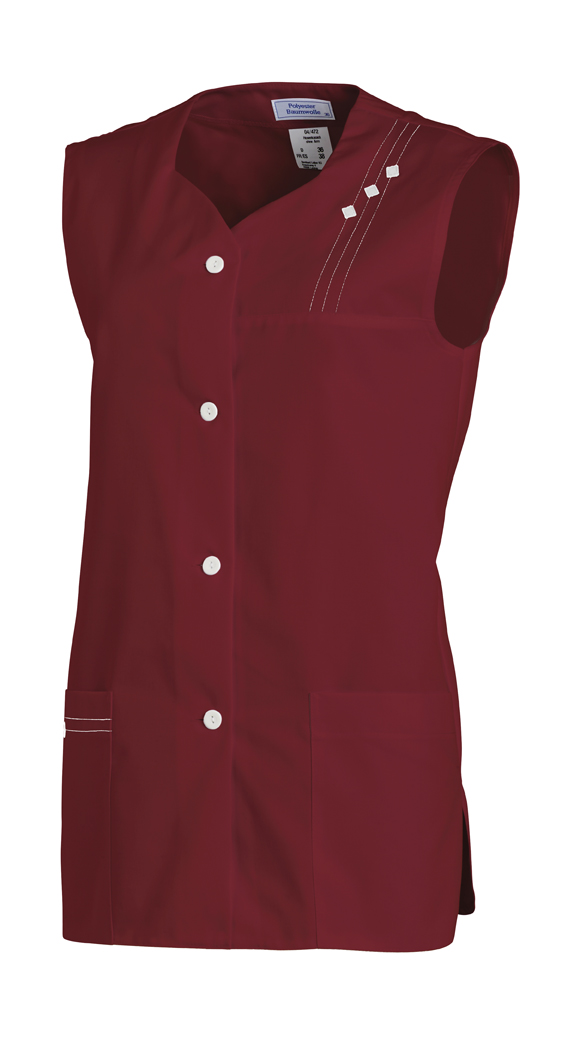 LEIBER-Jobwear, Hosenkasack, Arbeits-Berufs-Kasack, ohne Arm bordeaux