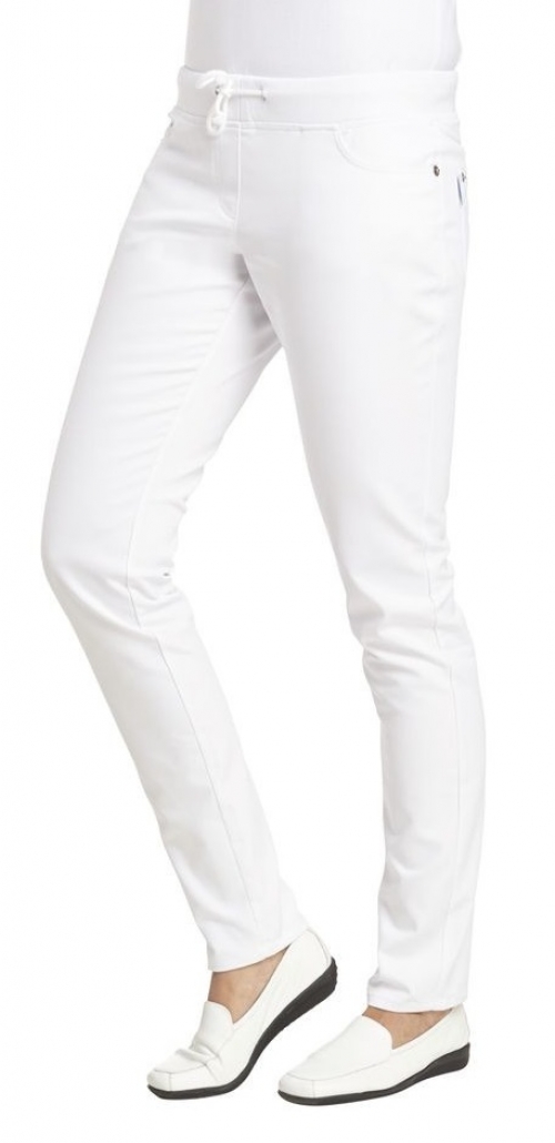 LEIBER-Jobwear, Damen-Arbeits-Berufs-Hose, Bundhose, 5-Pocket-Form, weiß