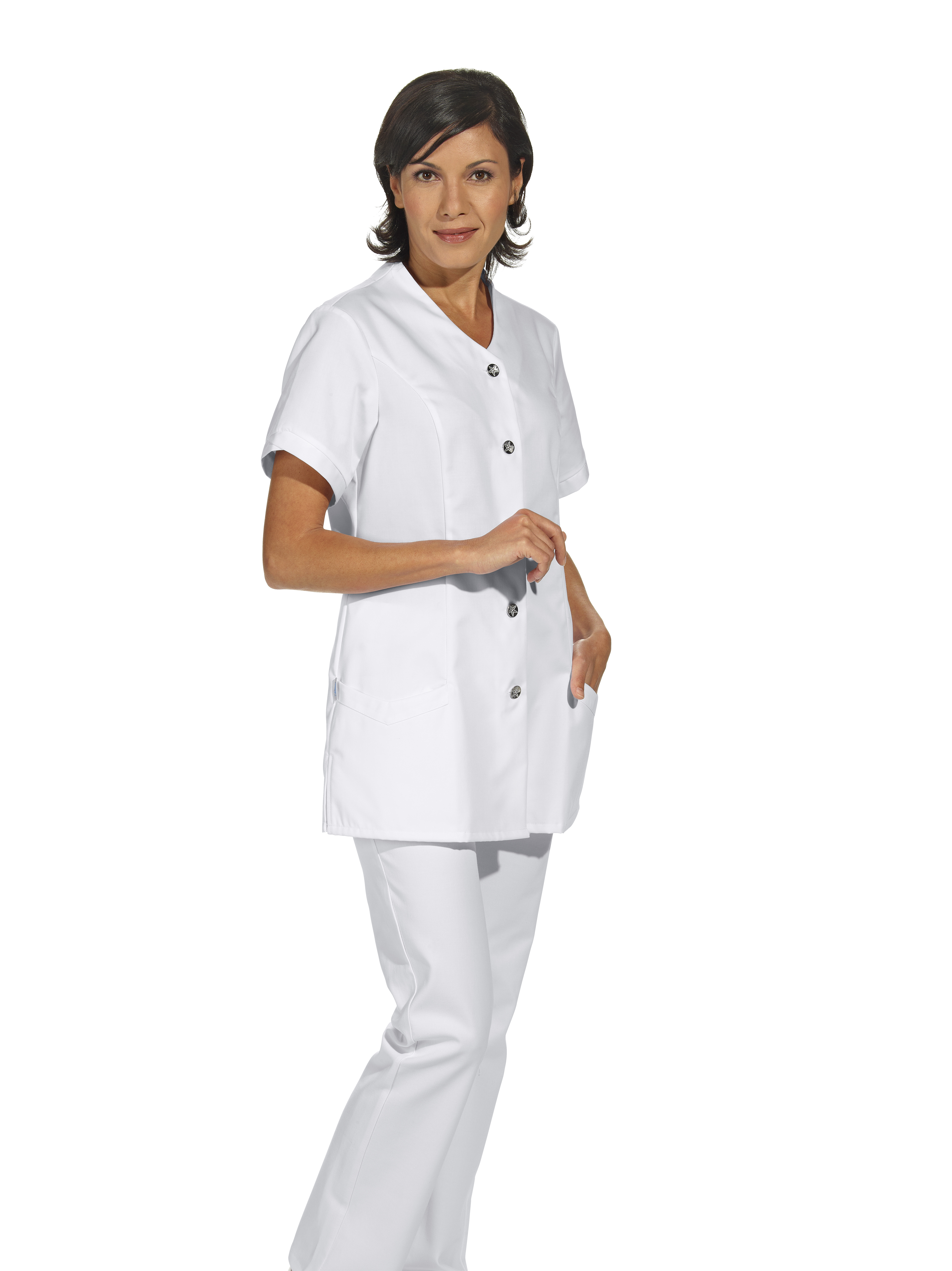 LEIBER Damenkasack Arbeitskasack Berufskasack Schlupfjacke Hosenkasack für Pflege und Medizin 1 2 Arm weiß