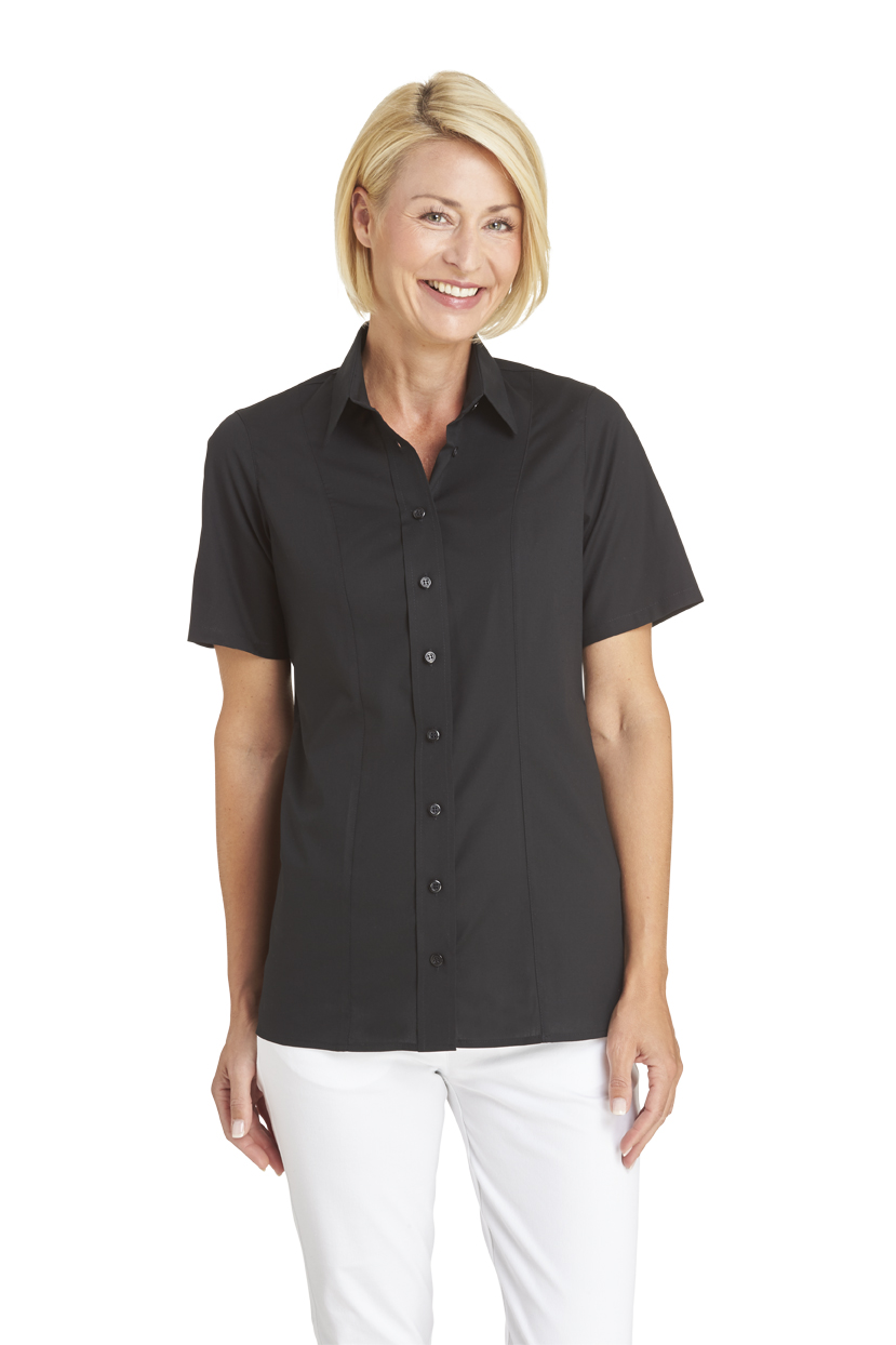 LEIBER-Jobwear, Damenbluse, Arbeits-Bluse, 1/2 Arm, schwarz