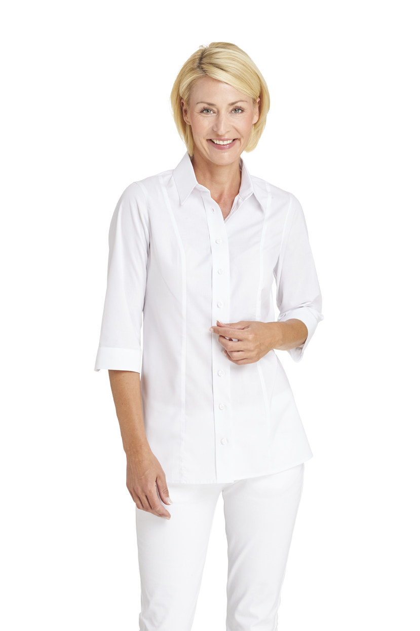 LEIBER-Jobwear, Damenbluse, Arbeits-Bluse, 3/4 Arm, weiß