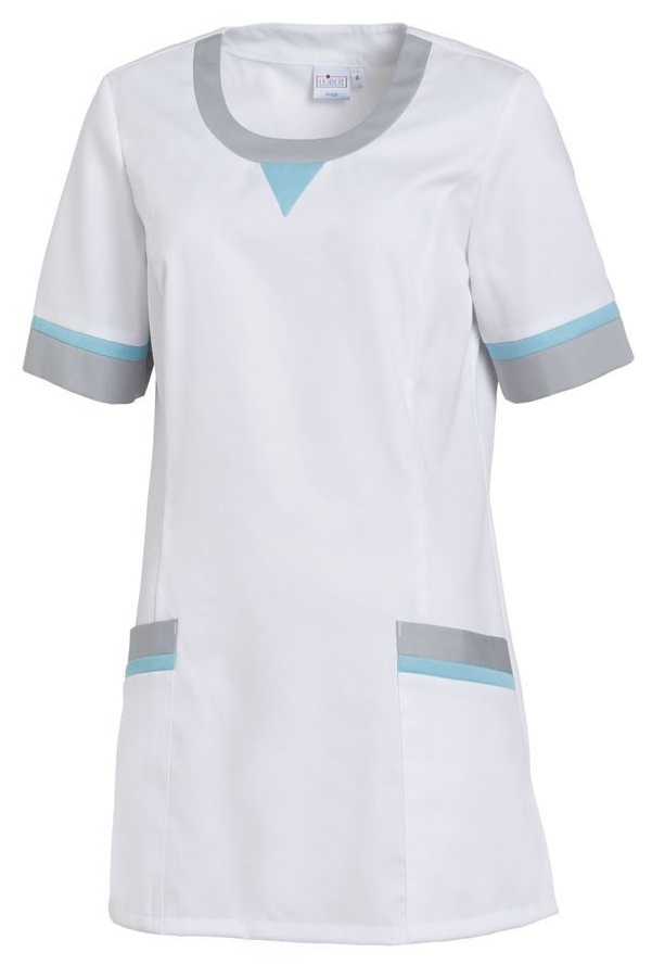 LEIBER-Jobwear, Damen-Schlupfkasack, weiss/ozeanblau