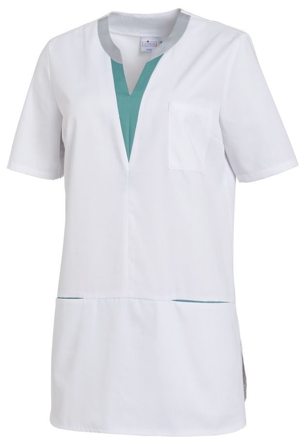 LEIBER-Jobwear, Damen-Schlupfkasack, weiss/petrol