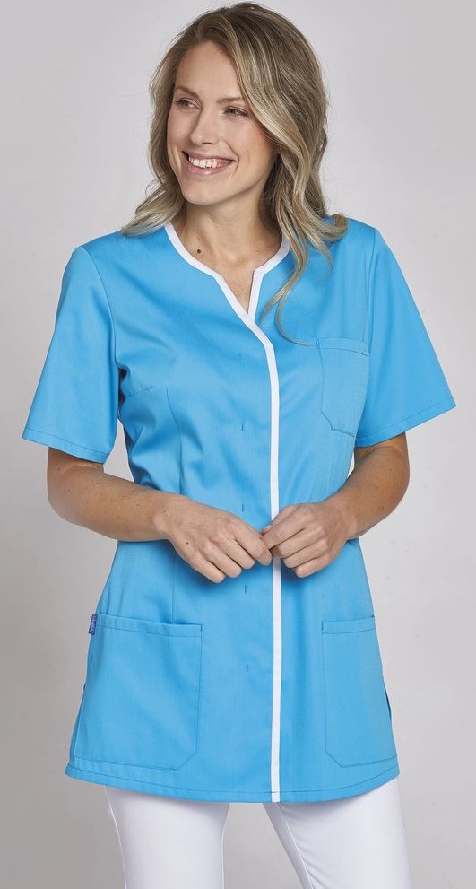LEIBER-Jobwear, Damen-Kasack, türkis/weiss