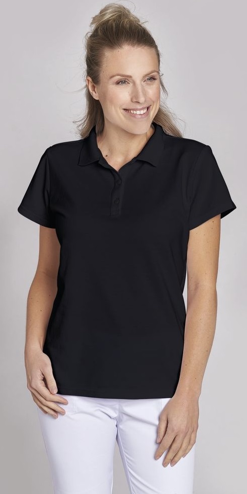LEIBER-Damen-Poloshirt, schwarz