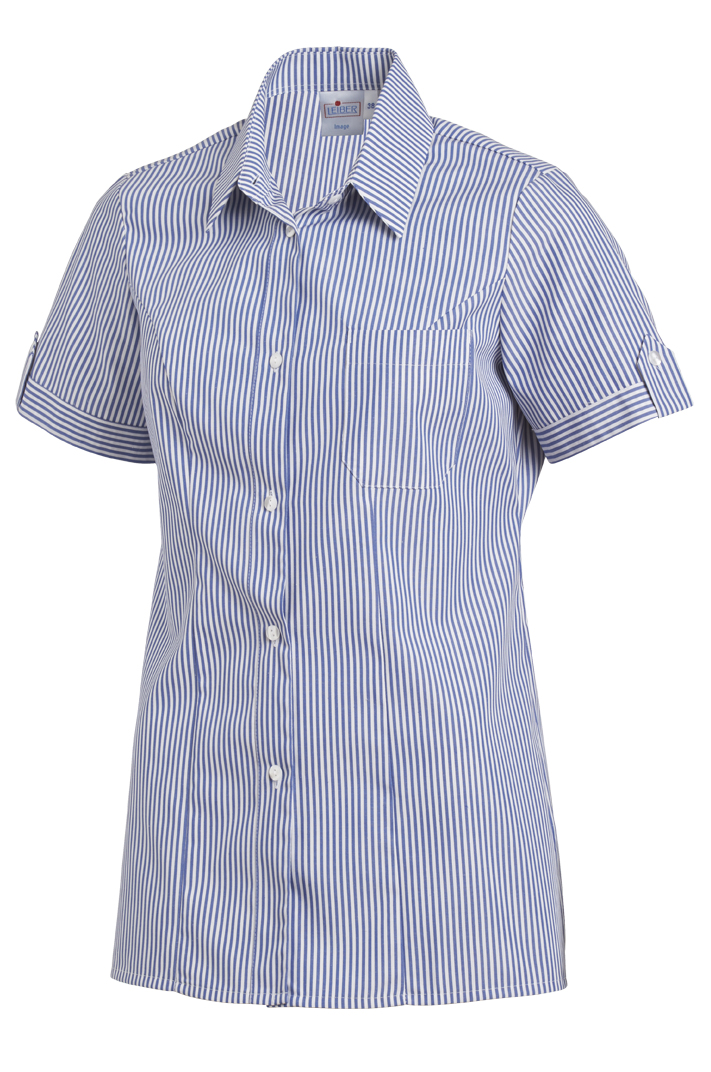 LEIBER-Jobwear, Damenbluse, Arbeits-Bluse, 1/2 Arm, weiß/blau