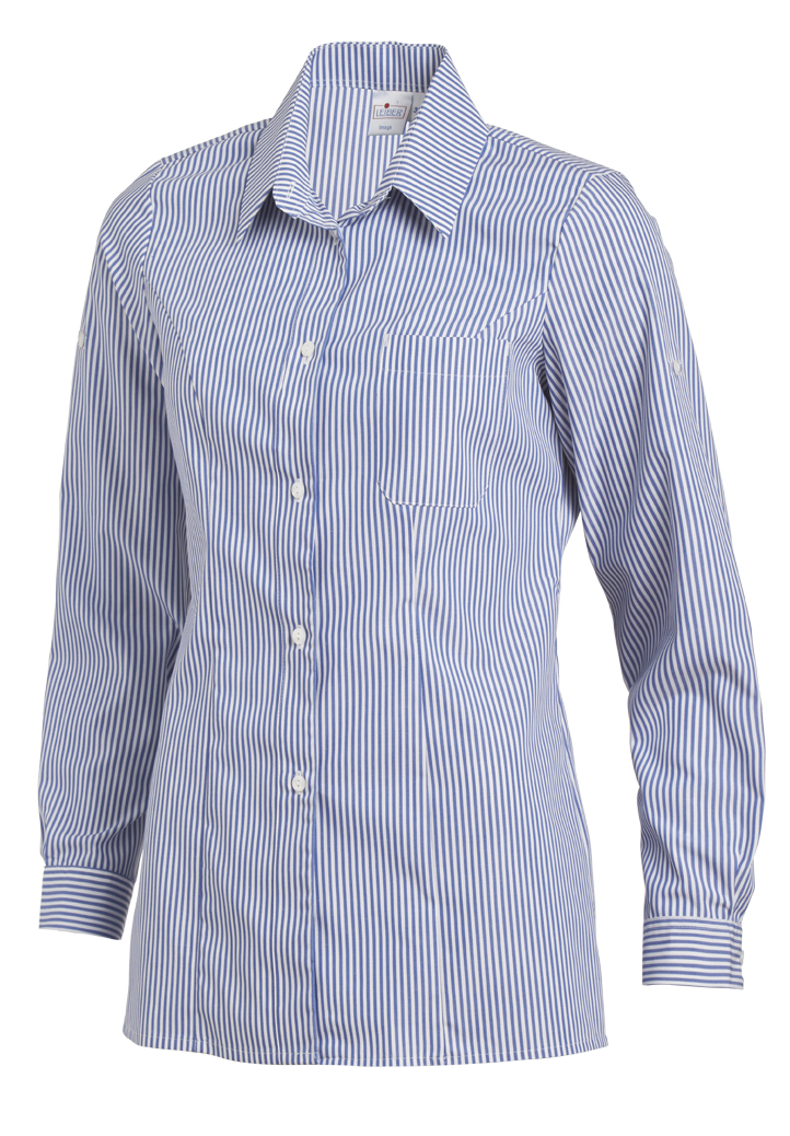 LEIBER-Jobwear, Damenbluse, Arbeits-Bluse, ca. 125 g/m², weiß/blau