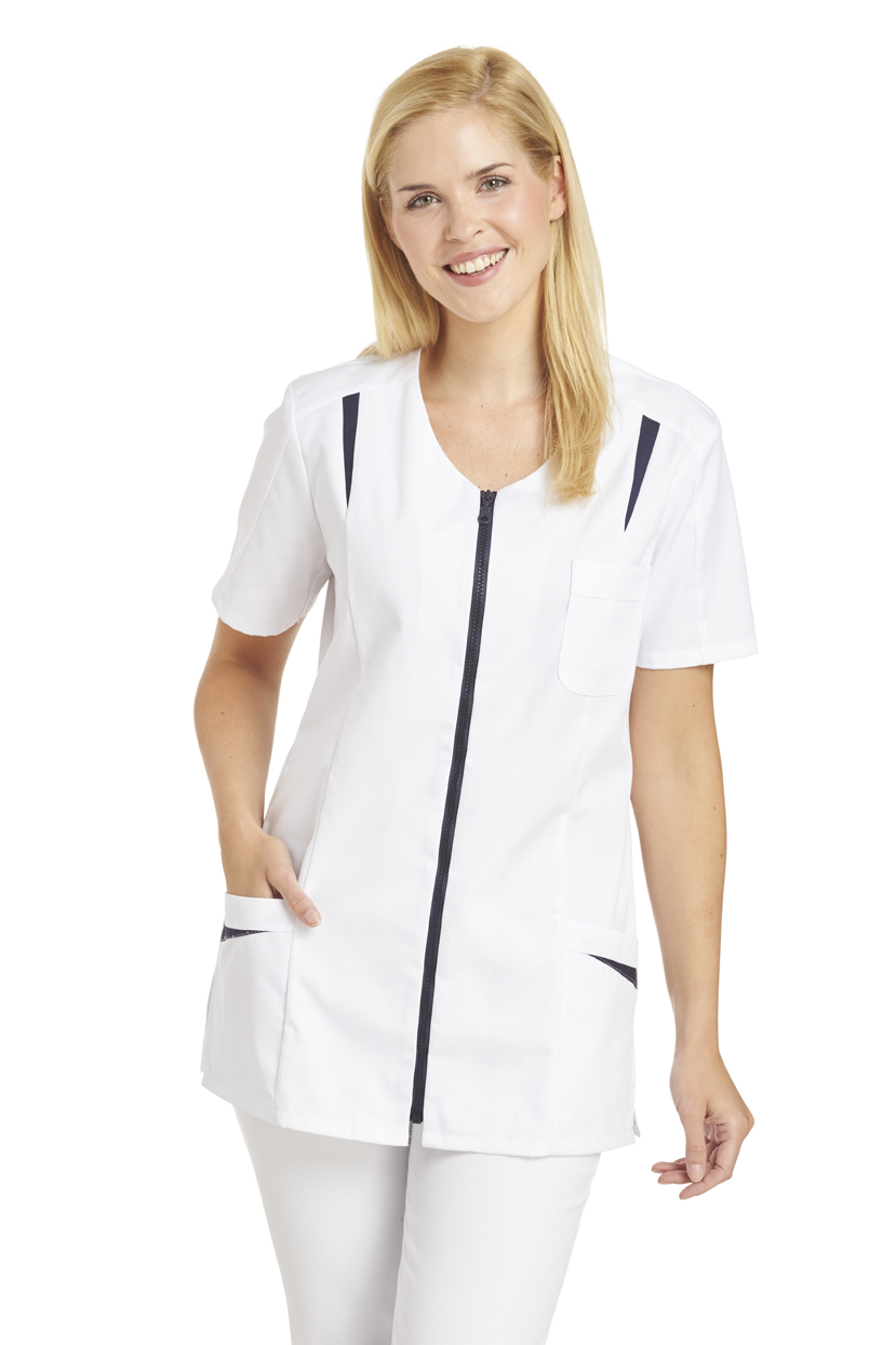 LEIBER-Jobwear, Hosenkasack, Arbeits-Berufs-Kasack, ca. 190g/m², weiß/marine