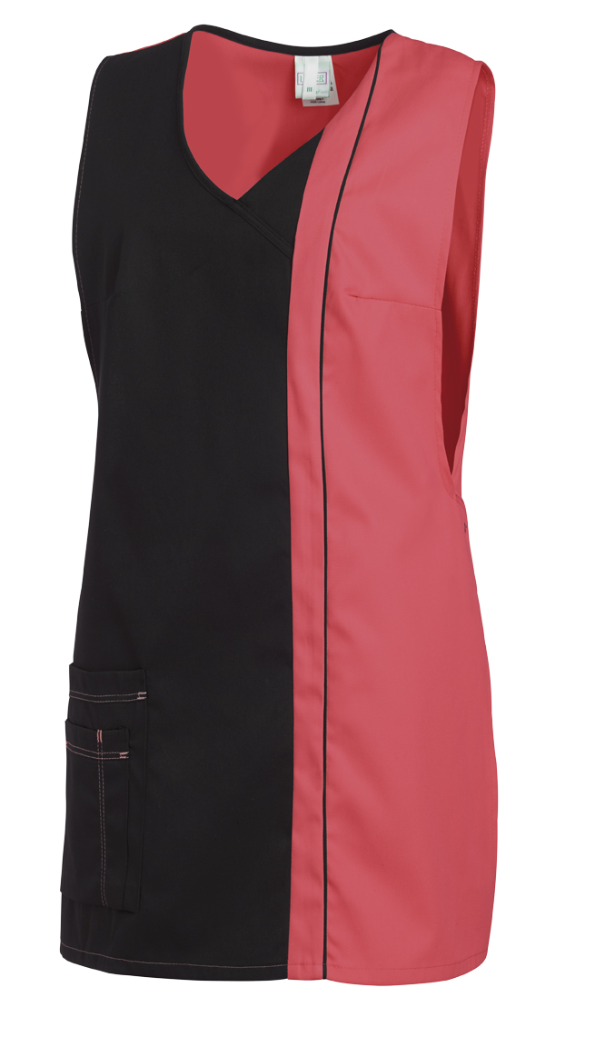 LEIBER-Jobwear, Überwurfschürze, Arbeits-Berufs-Schürze, schwarz/dunkelrosa