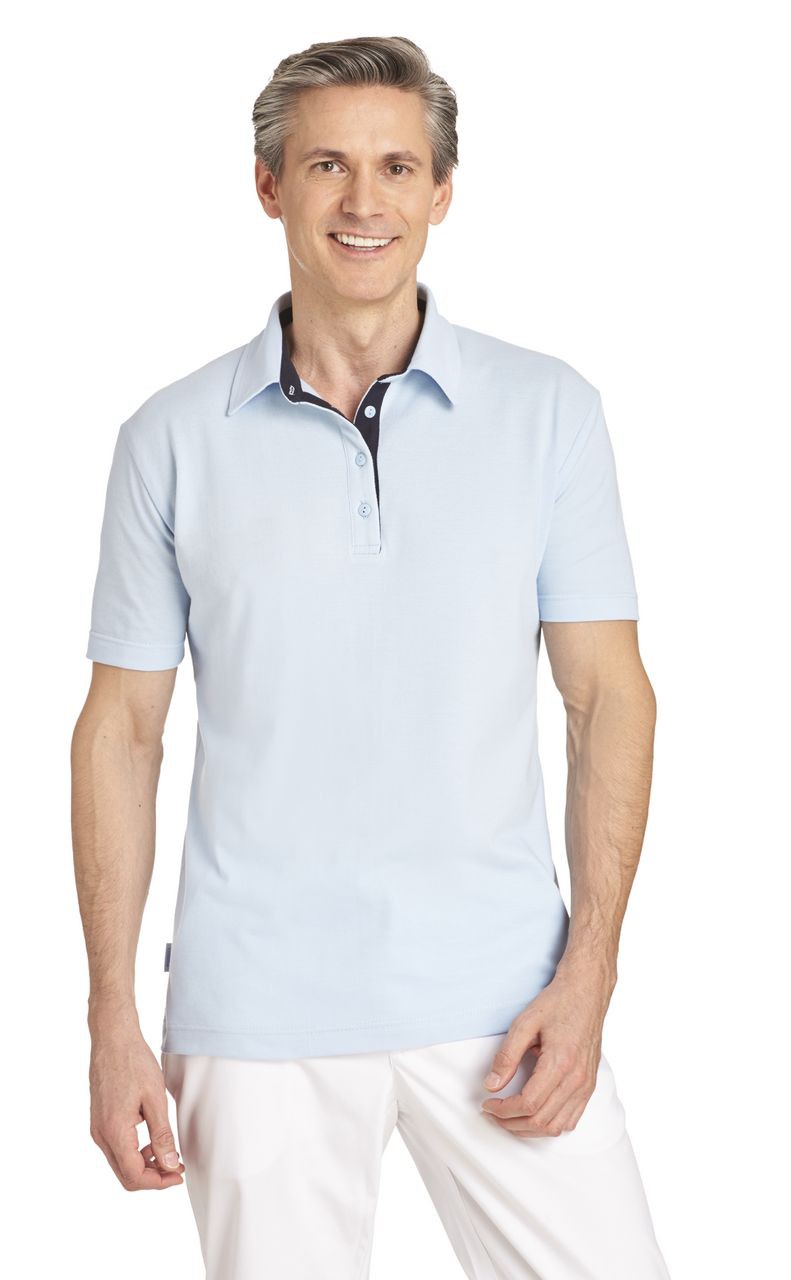 LEIBER-Jobwear, Poloshirt, Arbeits-Berufs-Shirt, Damen & Herren, ca. 220g/m², hellblau/marine