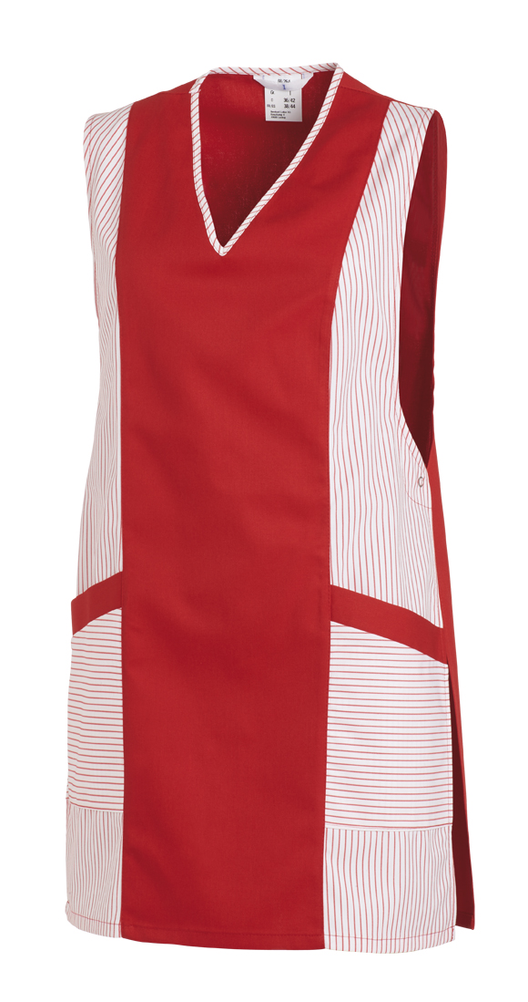 LEIBER-Jobwear, Überwurfschürze, Arbeits-Berufs-Schürze, Chasuble, weiß/rot