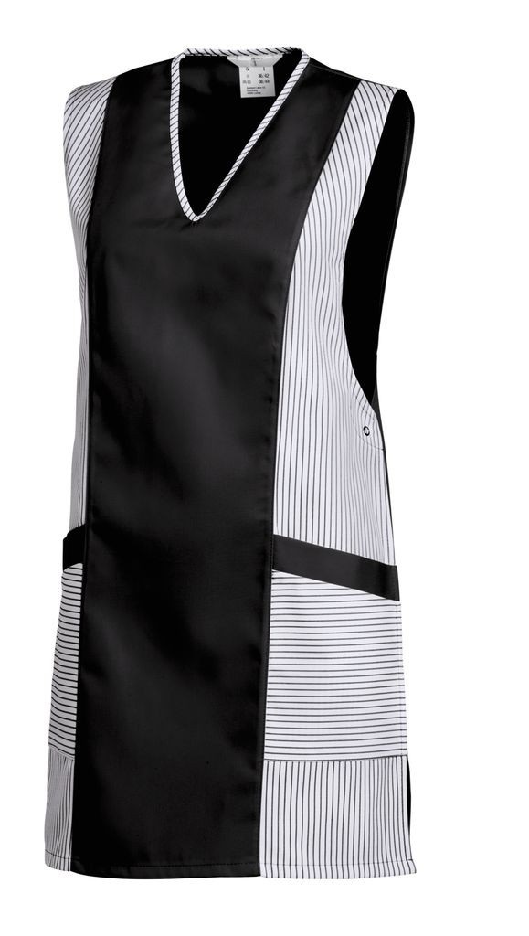 LEIBER-Jobwear, Überwurfschürze, Arbeits-Berufs-Schürze, Chasuble, weiß/schwarz