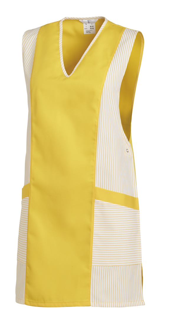 LEIBER-Jobwear, Überwurfschürze, Arbeits-Berufs-Schürze, Chasuble weiß/gelb