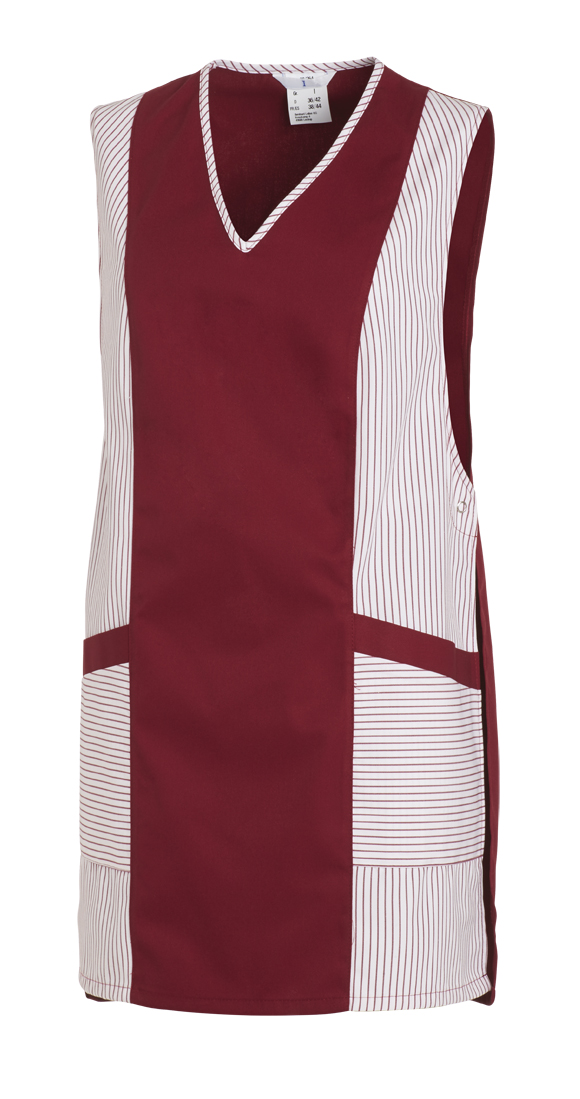 LEIBER-Jobwear, Überwurfschürze, Arbeits-Berufs-Schürze, Chasuble weiß/bordeaux