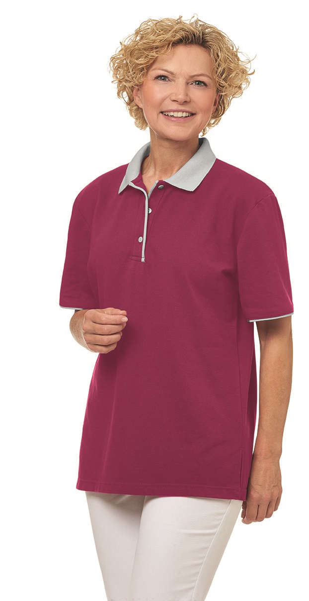 LEIBER-Jobwear, Poloshirt, Arbeits-Berufs-Shirt, Unisex, ca. 220g/m², beere/silbergrau