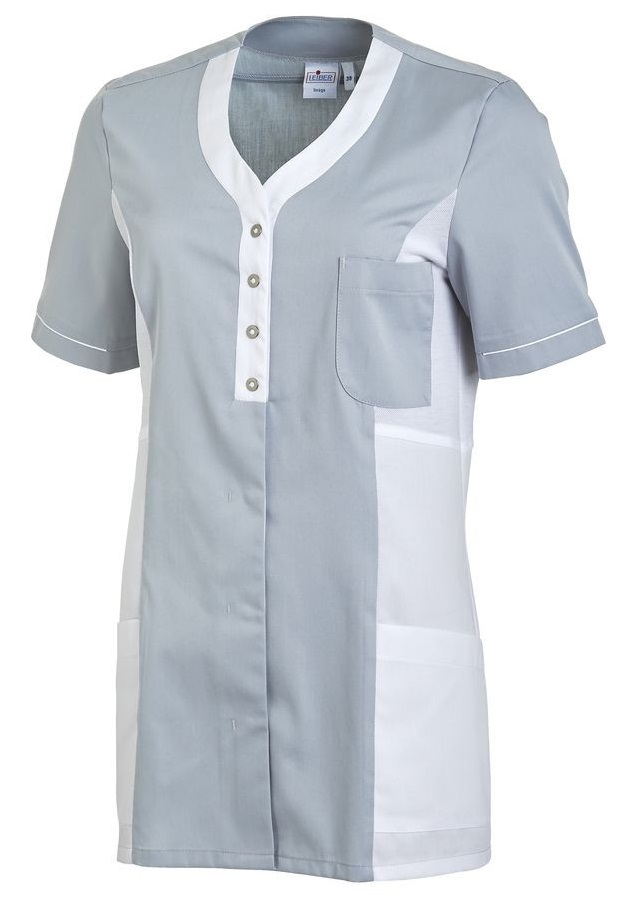 LEIBER-Jobwear, Damen-Hosenkasack, 1/2 Arm, silbergrau/weiß