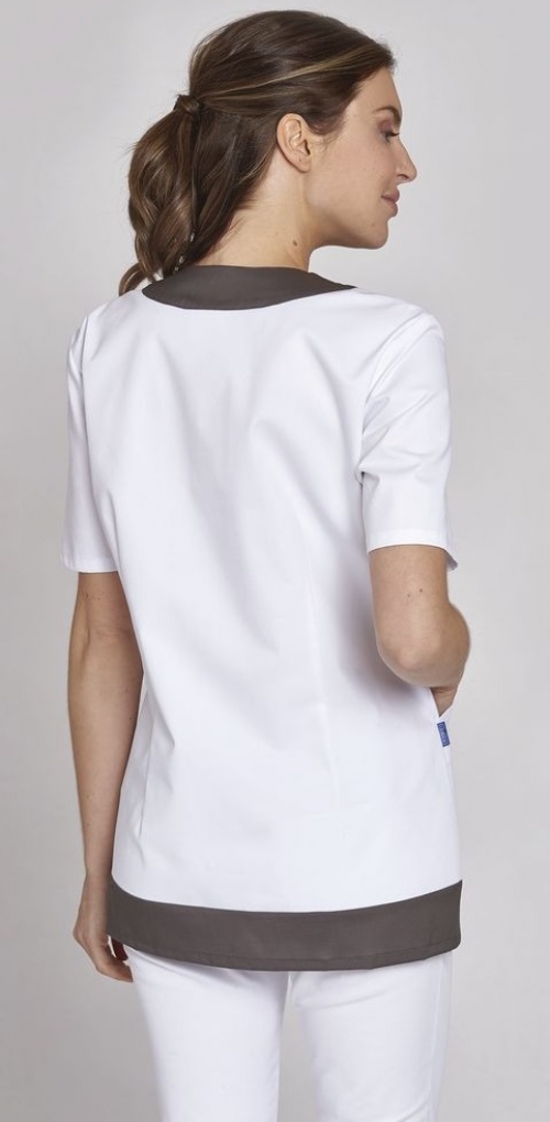 LEIBER-Jobwear, Damen-Schlupfkasack, weiß/mittelbraun