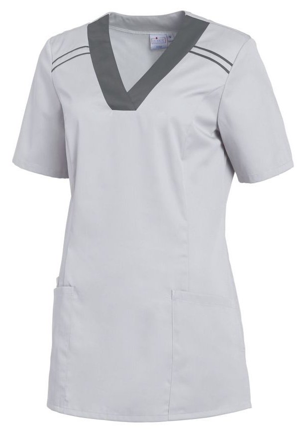 LEIBER-Jobwear, Damen-Schlupf-Kasack, kurzarm, silbergrau/anthrazit