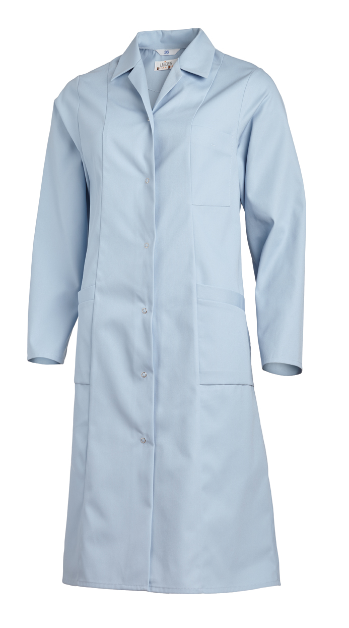 LEIBER-Jobwear, Damen-Arbeits-Mantel, Berufsmantel, Kittel, 1/1 lang, 1/1 Arm, hellblau