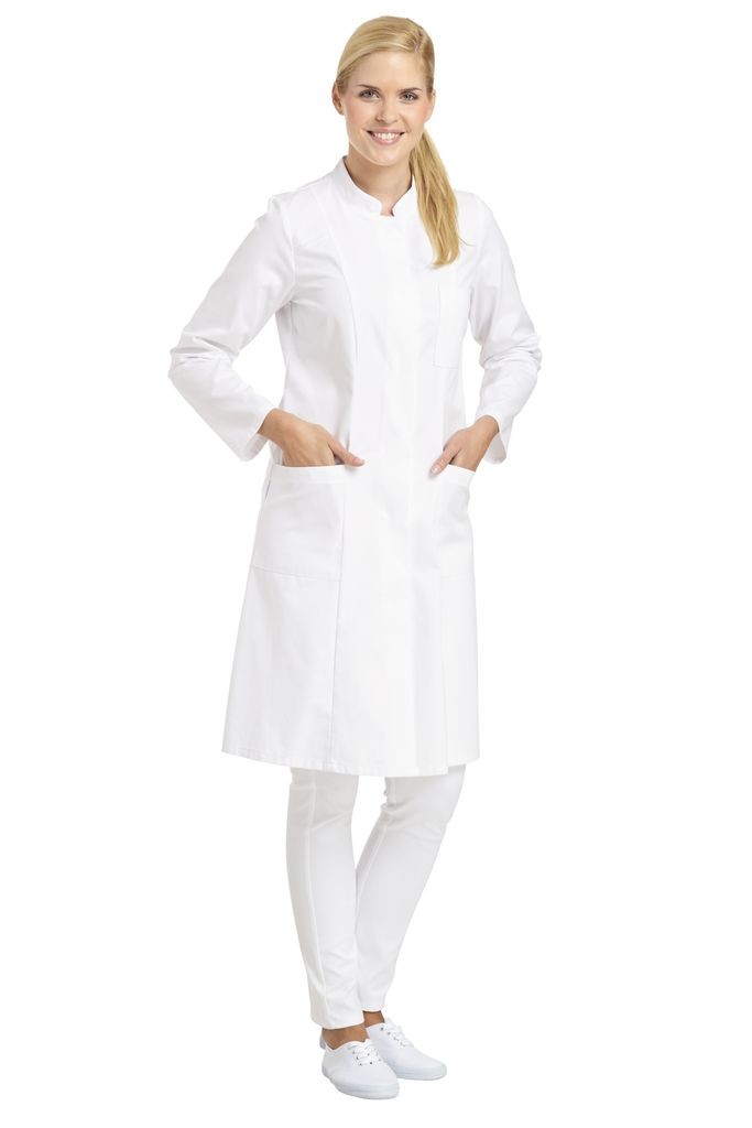 LEIBER-Jobwear, Damen-Arbeits-Mantel, Berufsmantel, Kittel, 1/1 Arm, weiß