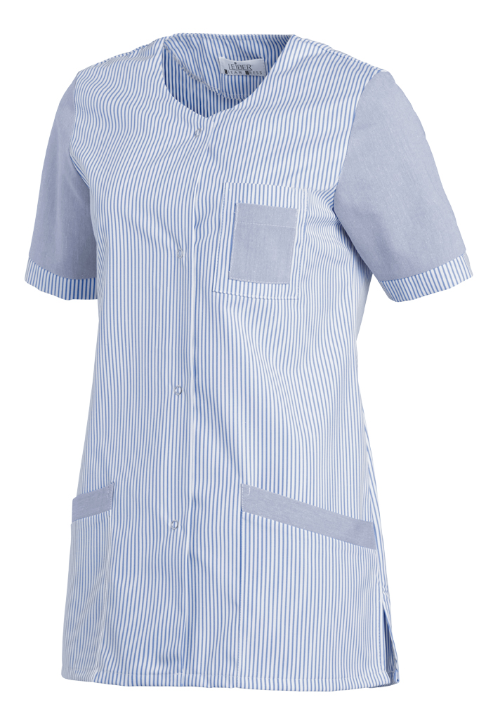 LEIBER-Jobwear, Hosenkasack, Arbeits-Berufs-Kasack, 1/2 Arm, Webstreifen, hellblau