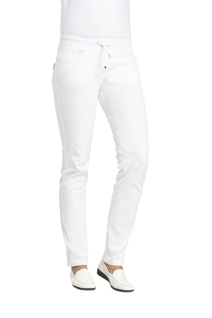 LEIBER-Jobwear, Damen-Arbeits-Berufs-Hose, Bundhose, Länge ca. 80 cm, ca. 270 g/m², weiß/dunkelrosa