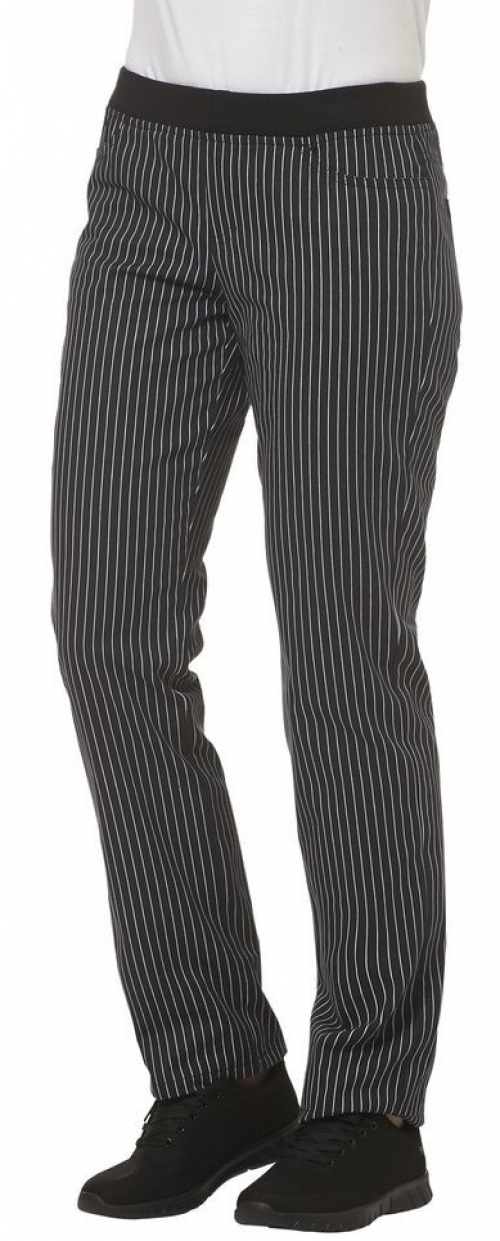 LEIBER-Jobwear, Damen-Arbeits-Berufs-Hose, Bundhose, 200 g/m², schwarz/weiß