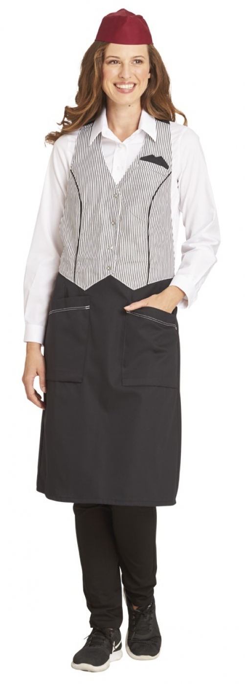 LEIBER-Jobwear, Westenschürze, Arbeits-Berufs-Schürze, ca. 215g/m², schwarz/weiß