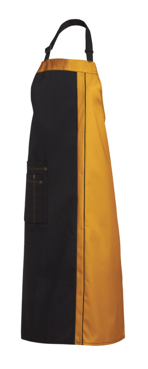 LEIBER-Jobwear, Latzschürze, Arbeits-Berufs-Schürze, Vorbinder, ca. 215g/m², schwarz/sun