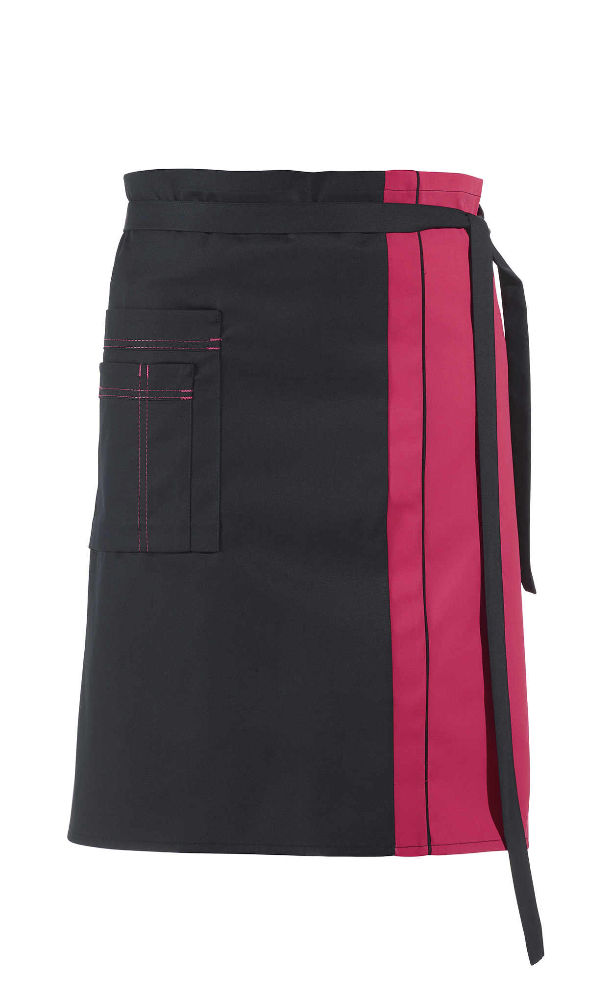 LEIBER-Jobwear, Vorbinder, Arbeits-Berufs-Schürze, ca. 215 g/m², schwarz/dunkelrosa
