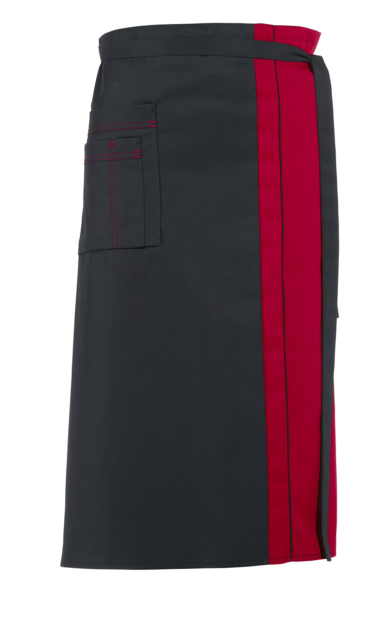 LEIBER-Jobwear, Vorbinder, Arbeits-Berufs-Schürze, ca. 215 g/m², schwarz/rot