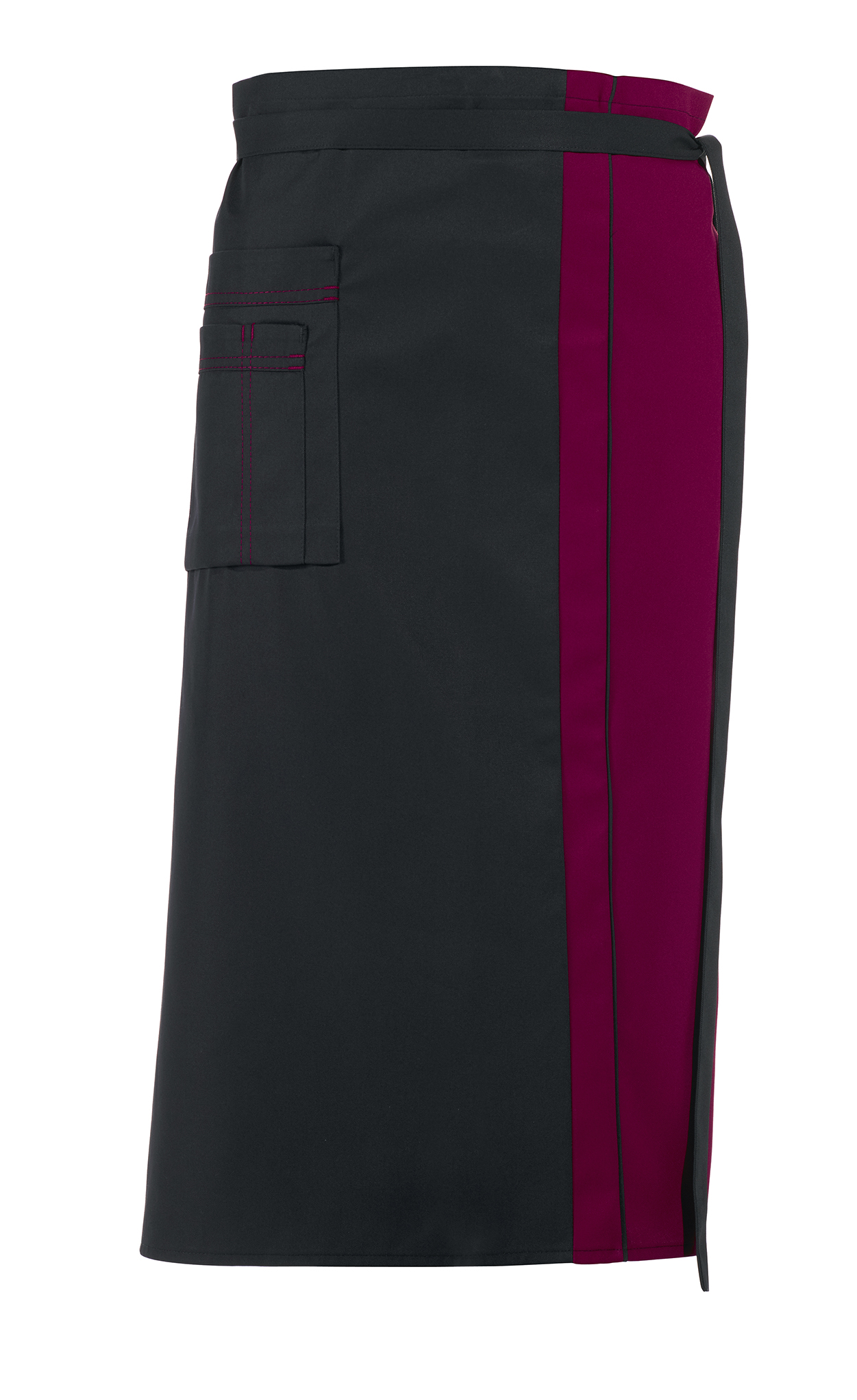 LEIBER-Jobwear, Vorbinder, Arbeits-Berufs-Schürze, ca. 215 g/m², schwarz/bordeaux