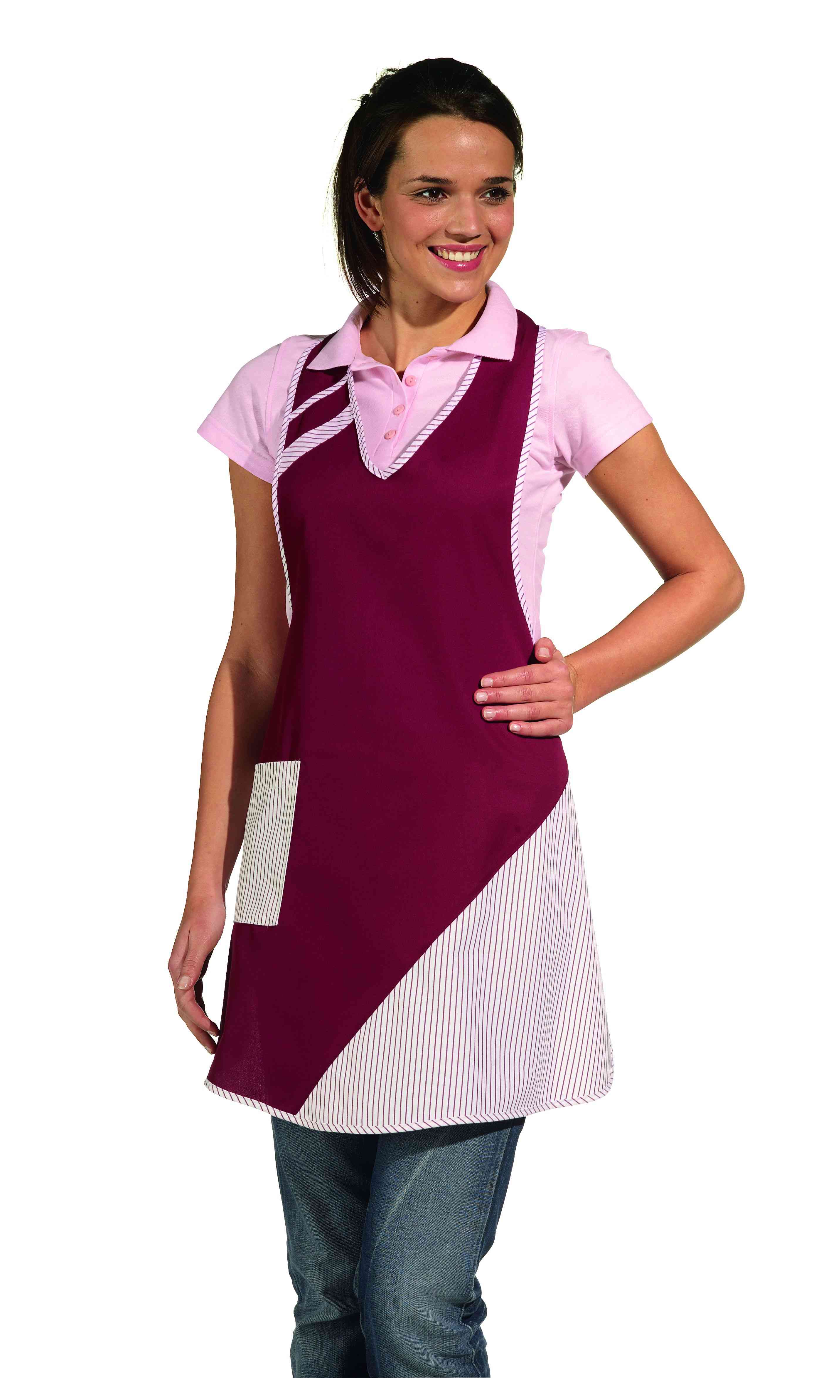 LEIBER-Jobwear, Latzschürze, Arbeits-Berufs-Schürze, ca. 215g/m², bordeaux/weiß