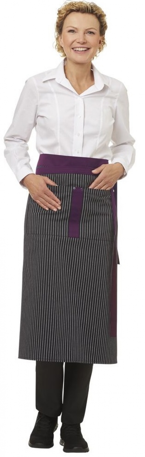 LEIBER-Jobwear, Vorbinder, Arbeits-Berufs-Schürze, ca. 200g/m², schwarz/weiß/pflaume