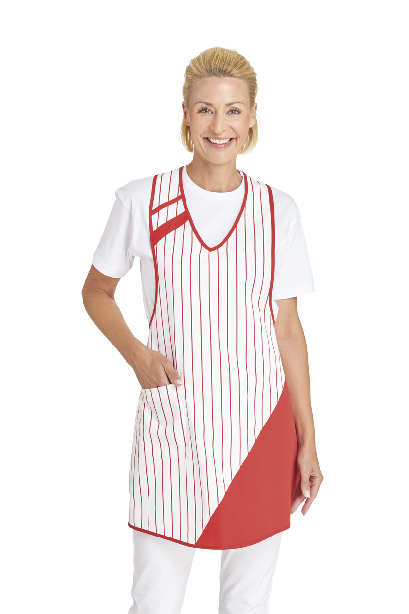 LEIBER-Jobwear, Schutzschürze, Arbeits-Berufs-Schürze, Vorbinder, ca. 195g/m², weiß/rot