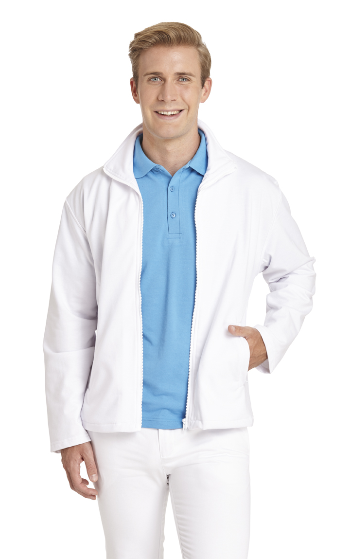 LEIBER-Jobwear, Herren-Sweatjacke, Arbeits-Berufs-Jacke, 1/1 Arm, weiß
