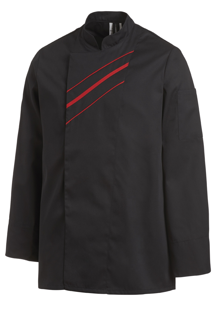 LEIBER-Jobwear, Kochjacke, 3-fache Kontrastpaspelierung, schwarz