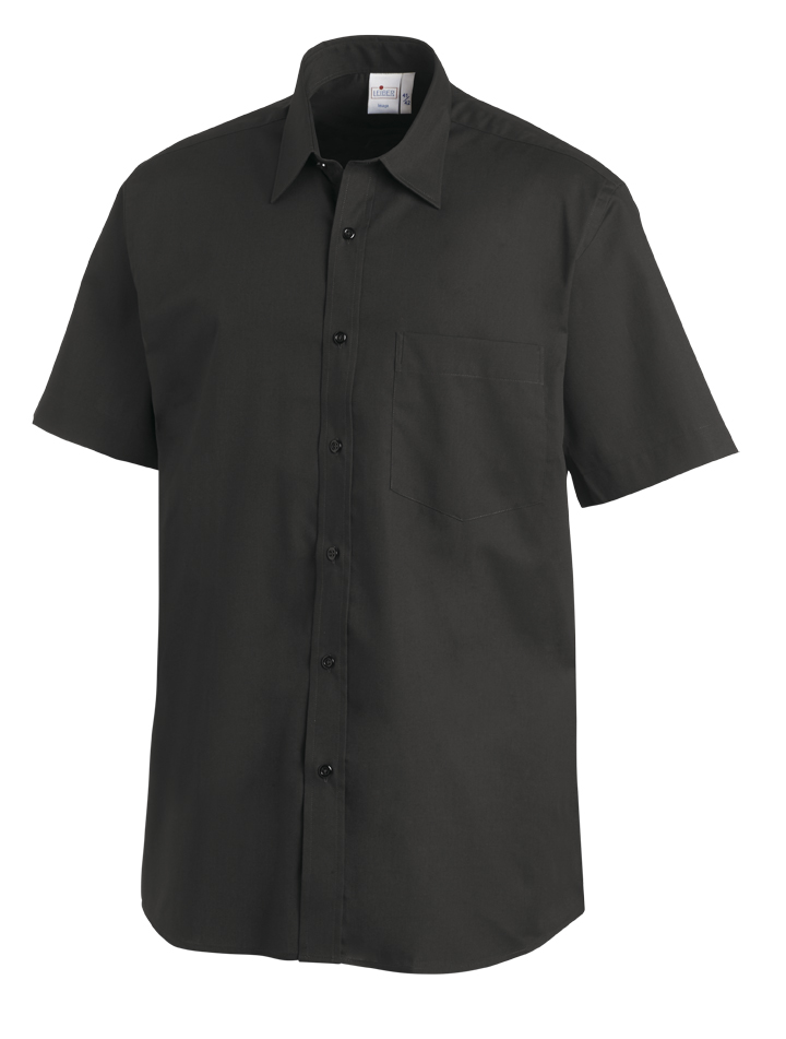 LEIBER-Jobwear, Herrenhemd, Arbeits-Berufs-Hemd, 1/2 Arm, Kentkragen, schwarz