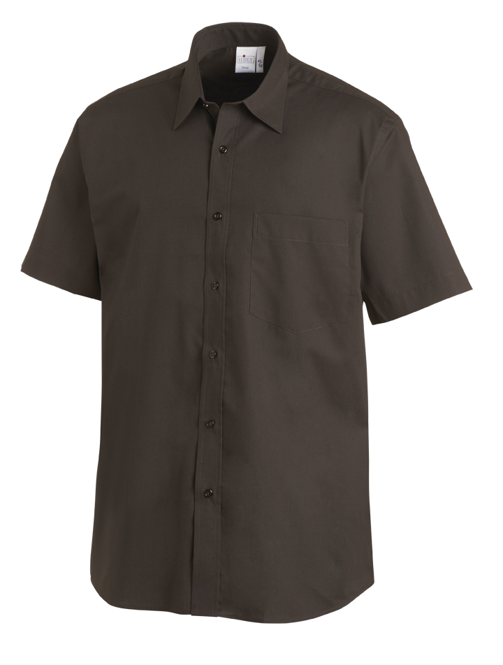 LEIBER-Jobwear, Herrenhemd, Arbeits-Berufs-Hemd, 1/2 Arm, Kentkragen, chocolate