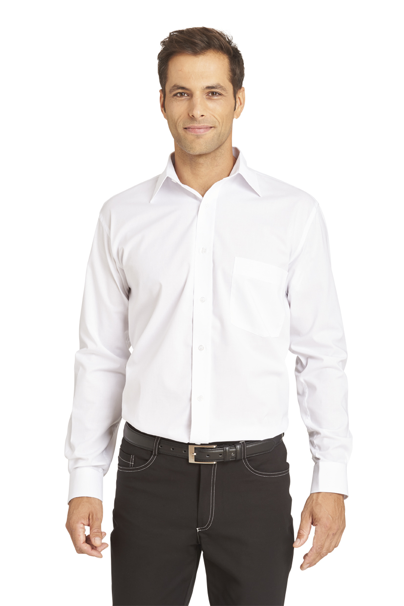 LEIBER-Jobwear, Herrenhemd, Arbeits-Berufs-Hemd, 1/1 Arm, Kentkragen, weiß