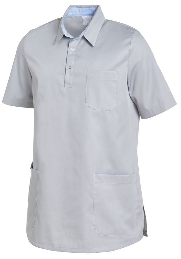 LEIBER-Jobwear, Schlupfkasack, kurzarm, silbergrau/hellblau