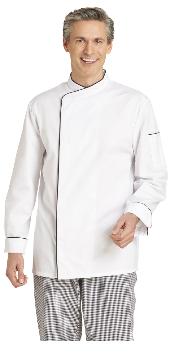 LEIBER-Jobwear, Herren-Kochjacke, ca. 190g/m², weiß/schwarz
