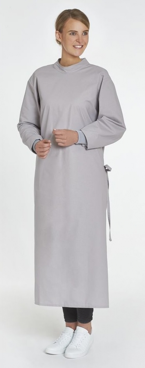 LEIBER-Jobwear, OP-Wickelmantel, lange Ärmel, hellgrau