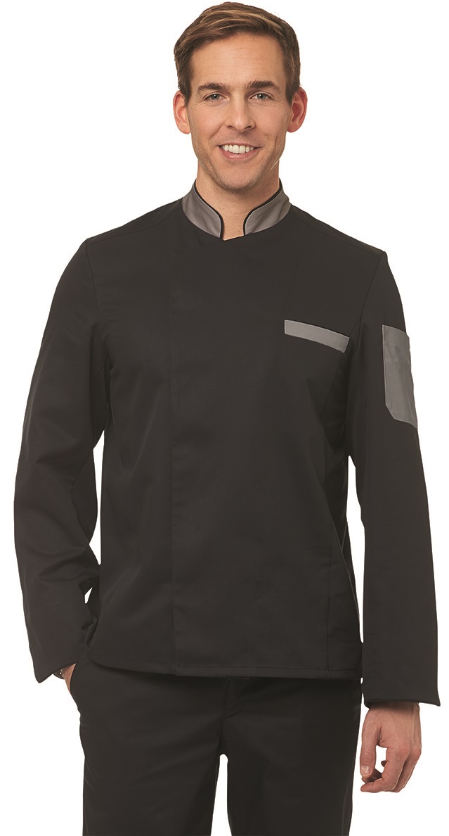 LEIBER-Jobwear, Kochjacke, 1/1 Arm, 190g/m², schwarz/hellgrau
