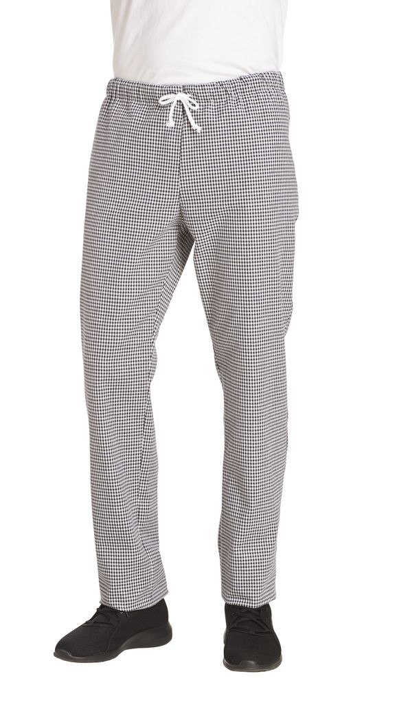 LEIBER-Jobwear, Kochhose, Bäckerhose, Schlupfhose für Sie & Ihn, ca. 220g/m², schwarz/weiß pepita
