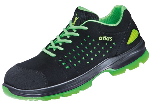 ATLAS-Footwear, S1-Sicherheits-Arbeits-Berufs-Schuhe, Halbschuhe, SL 20 green, Weite 13, schwarz/grün, Größe: 39
