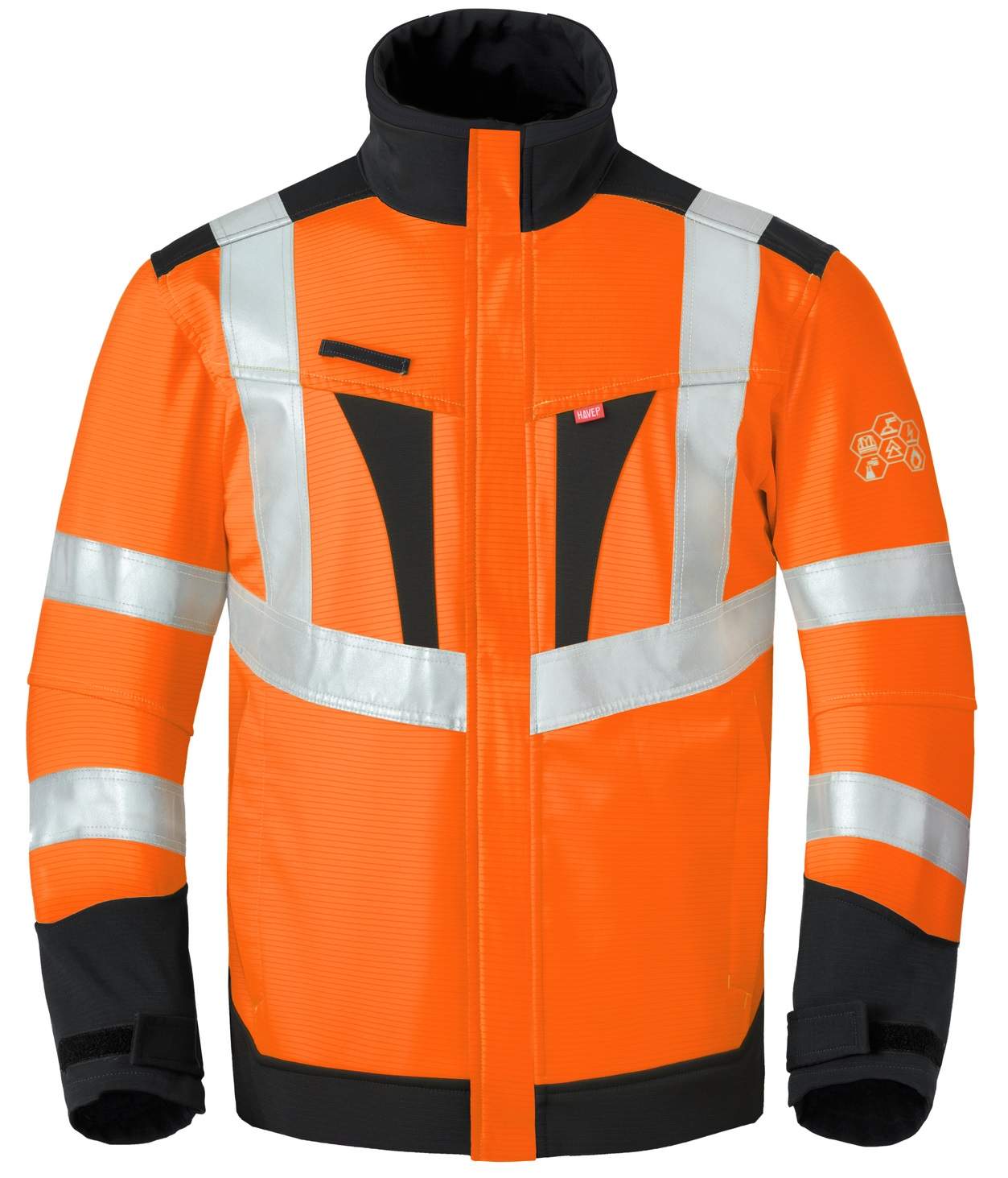 HAVEP-Warnschutz, Warn-Multi-Shield-Softshell-Jacke, leuchtorange/marine