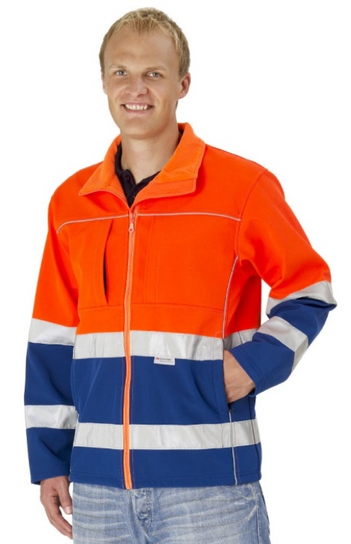Gr.XL WATEX-Warn-Softshell-Jacke, leuchtorange / marine