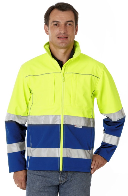 Gr.XXL WATEX-Warn-Softshell-Jacke, leuchtgelb / marine