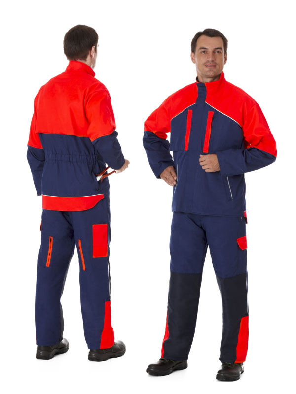 WATEX-Workwear, Forstschutz-Jacke, blau/leuchtrot